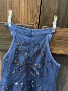 Girls&#39; Blue Embellished Party Dress