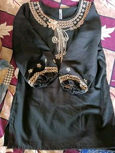 Embroidered Black Blouse