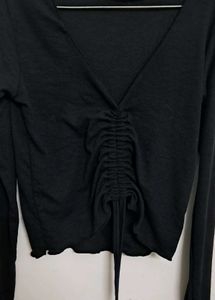 Black Cinched Long Sleeve Top