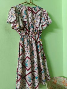 Floral Print Flutter Sleeve Dress