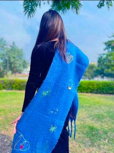 Blue Embroidered Scarf