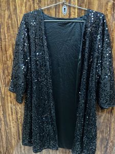 Sequin Embellished Black Shrug