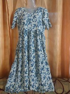 Blue Floral Print Anarkali Kurti