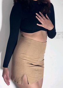 Corduroy Mini Skirt And Black top