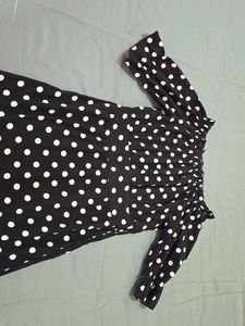 Polka Dot Flared Midi Dress