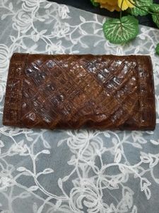 Vintage Crocodile Clutch with Gold Accent