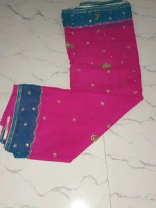 Elegant Pink &amp; Blue Saree