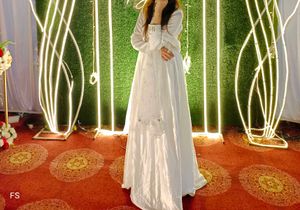 White Satin Pakistani Gown 1pc