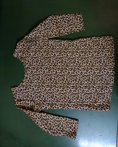 Women Black & Beige Animal Print Top