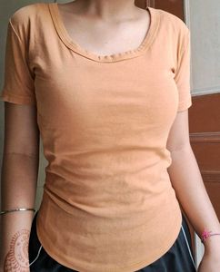 Ribbed Rust Orange 🍊 Tee Trending Tshirts Women