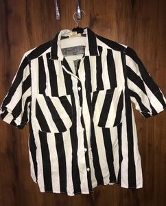 Striped Short Sleeve Button-Up