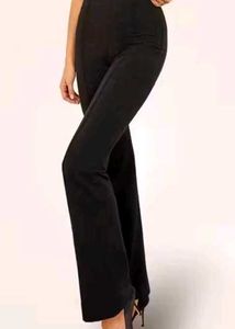 High Waist Elastic Band Black Trousers Women