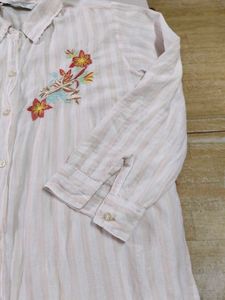 Striped Floral Embroidered Top
