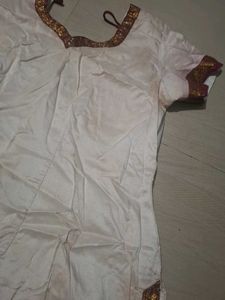 White &amp; Gold Ethnic Dress