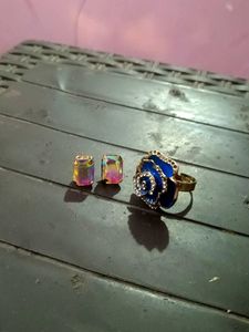 Women Stone Ring/Stone Earring