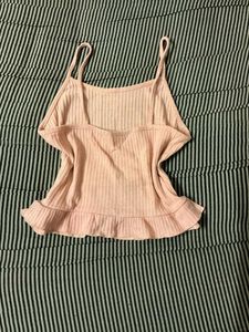 Ribbed Cami Top with Ruffle Hem