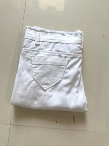 White Frayed Hem Denim Jeans