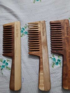 A Set Of 3 Neem Wood Comb