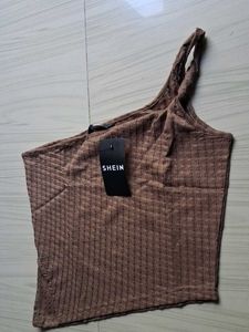SHEIN Fitted One Shoulder Strap Textured Handkerch