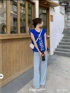 New With Tag Korean Aline Blue Art Top