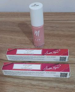 New myglamm 2 Lipsticks &amp; 1 Nail Enamel