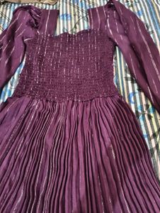Elegant Purple Striped Dress