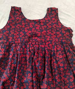 Frock For Children Printed Black And Red