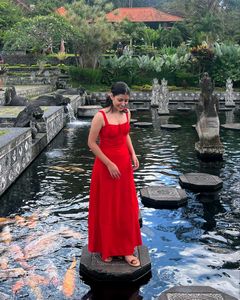 Red Cottage core Dress