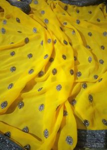 Yellow Embellished Saree Combo Saya