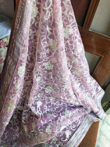 Readymade Embroidered Net Saree