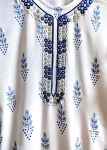 Beautiful White &amp; Blue Kurti