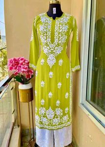 Premium Chikankari Modal Kurti And Palazzo Set 🍂
