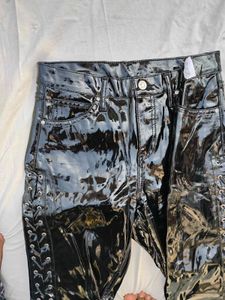TOPSHOP MOTO Lace Up Vinyl Jamie Pants