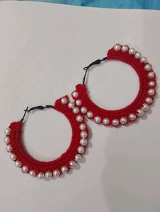 Crochet Earring Red In Colour