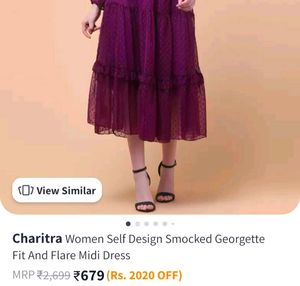 Pretty Purple Korean Dress With Puff Sleeves