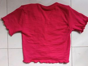 Cute dark pink Button-Down Crop Top