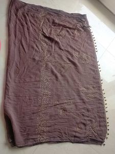 Brown Chiffon Dupatta With Hanging