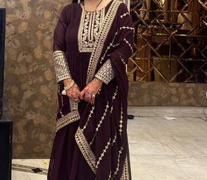 Elegant Plum Anarkali Suit