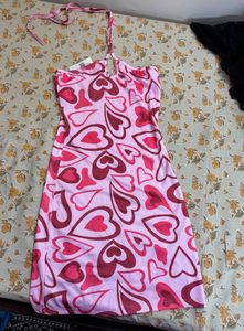 Pink Hearts Halter Neck Dress