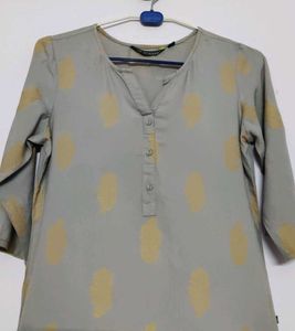 Gray &amp; Yellow Print Tunic Dress