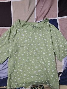 Max Fashion Floral Pastel Green Tshirt