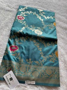 Elegant Teal Banarasi Dola Silk Saree❤️