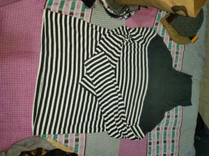 winter high neck Striped Top &amp; Pants Set