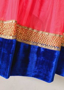 Elegant Pink &amp; Blue Anarkali Dress
