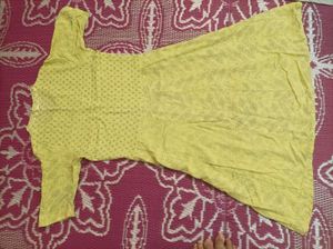 Yellow Printed Fit &amp; Flare Dress