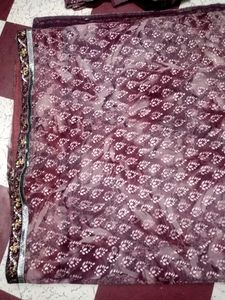 Pink Saree Half Net & Georgette