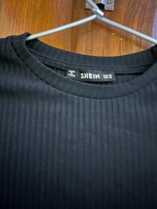 Shein Brand New Sleeve Cut Design Black Top