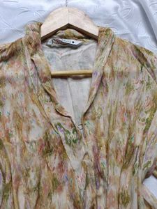 Zara Shiny Printed Top 💛