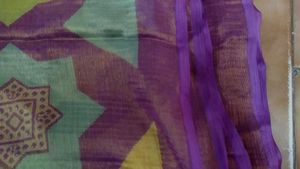 Brasso Saree With Golden Border Design