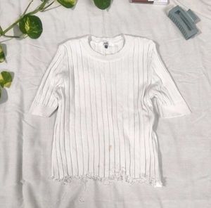 white ribbed crop top